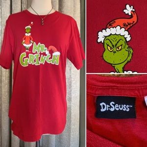 Dr. Seuss Mr. Grinch Santa Christmas Holiday Short Sleeve Tee Shirt